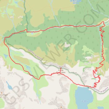 Lac Bleu et pic de Bizourtère GPS track, route, trail