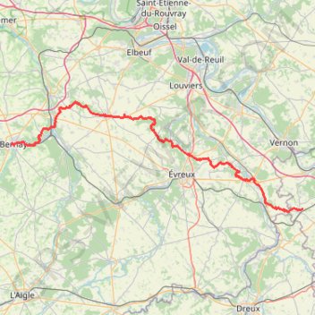 Rando raid Paris Deauville - de Bréval à Bernay GPS track, route, trail