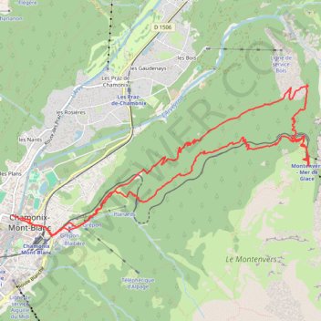 Le Montenvers depuis Chamonix GPS track, route, trail
