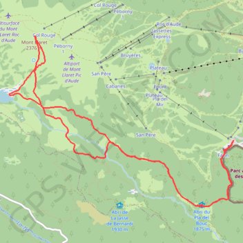 Lac d'Aude Mont Llaret GPS track, route, trail