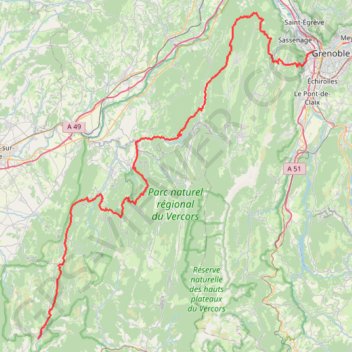 GR 9 : De Grenoble (Isère) à Beaufort-sur-Gervanne (Drôme) GPS track, route, trail