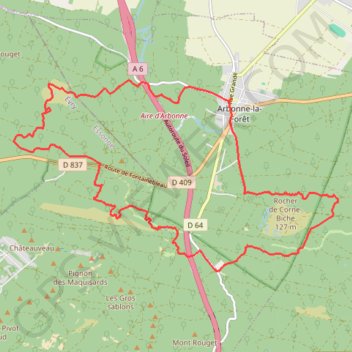 Fontainebleau Arbonne Plaine de Charme GPS track, route, trail
