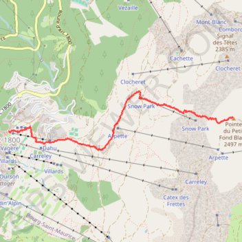 Les Arcs descente Pointe du Petit Fond Blanc GPS track, route, trail