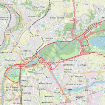 Lyon - De la Tete d'or à Miribel GPS track, route, trail