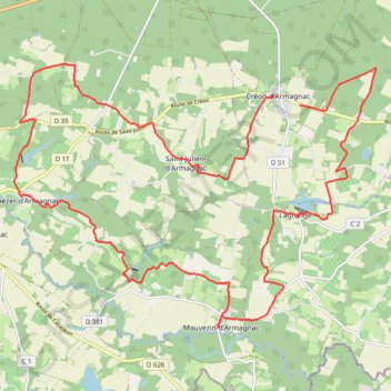 Autour de Créon-d'Armagnac GPS track, route, trail