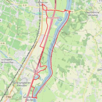 Circuit des Îles - Crêches-sur-Saône GPS track, route, trail