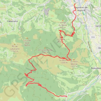 Lesponne - Le Monné - Bagnères de Bigorre GPS track, route, trail
