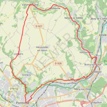 Boucle cyclable d'Auvers sur Oise GPS track, route, trail