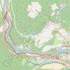 Walk over A9 bridge over River Braan by pedestrian pavement (sidewalk) and small diversion for SGN gas pipeline route then Fiddlers path GPS track, route, trail
