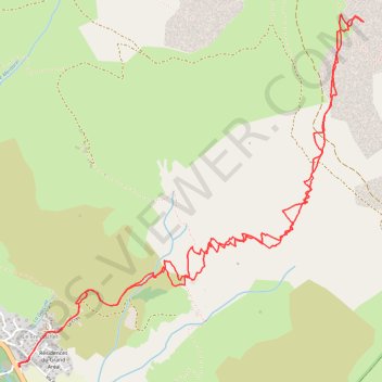 Le Grand Aréa depuis le Freyssinet GPS track, route, trail