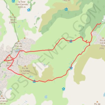 Pic du Pas du Bouc depuis l'usine de Laparan GPS track, route, trail