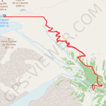 Cabane d'Orny par le vallon d'Arpette de saleina GPS track, route, trail