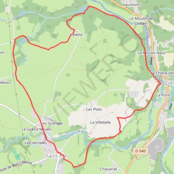 La vallée de la Creuse - Saint-Fiel GPS track, route, trail