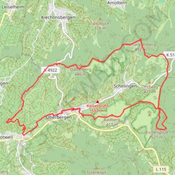 Kaiserstuhl 18km, 540D+ 1 GPS track, route, trail