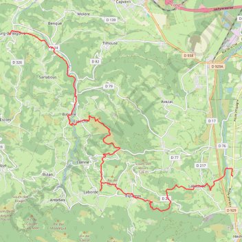 Chemin du Piemont de Lortet à Bourg de Bigorre GPS track, route, trail