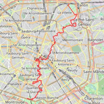 Paris à pied (Nord-Sud) GPS track, route, trail