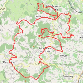 Le Crêt d'Arjoux et le Mont Popey - Saint-Romain-de-Popey GPS track, route, trail