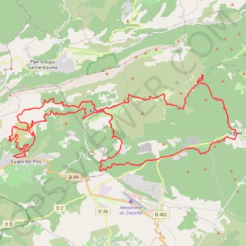 Entre Cuges et Signes, le versant sud de la Sainte-Baume GPS track, route, trail