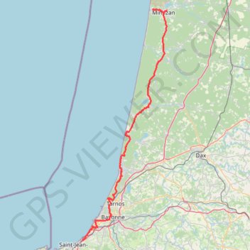 Mimizan a Saint Jean de Luz GPS track, route, trail