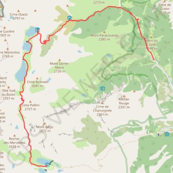 Mercantour - de Casterino au refuge des Merveilles GPS track, route, trail