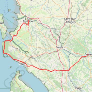 Rochefort - Cognac Samedi Matin version modifiée GPS track, route, trail