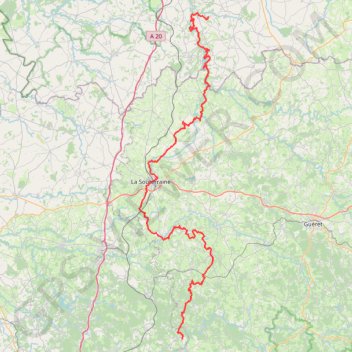 GR654 Randonnée de Dampierre (Indre) à Virareix (Haute-Vienne) GPS track, route, trail