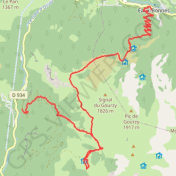 Des Eaux-Chaudes aux Eaux-Bonnes via la cabane de Cambeilh GPS track, route, trail