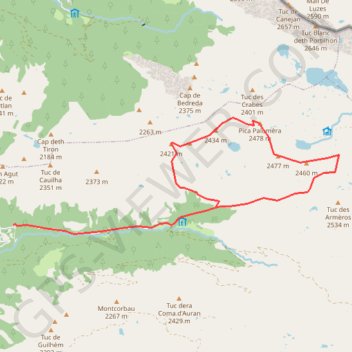 Pica Palomèra depuis le Saut deth Pish GPS track, route, trail
