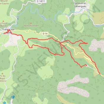 Coustorgues Faïsse-sur-Agout et retour via Col de Fontfroide GPS track, route, trail