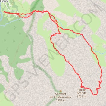 Roche Grande, en Traversée, depuis Estenc GPS track, route, trail