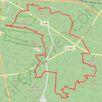 Un grand tour de l'Est de la Forêt de Fontainebleau GPS track, route, trail