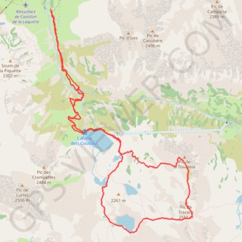 Pics de Tracens et de Touatère - Barèges GPS track, route, trail