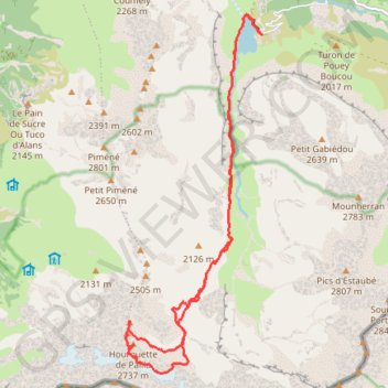 Pic Rouge de Pailla depuis les Gloriettes GPS track, route, trail