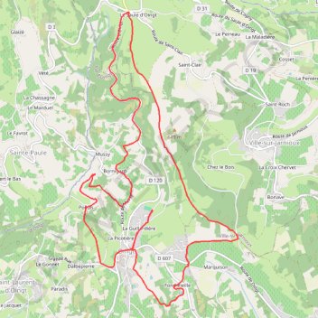 Pays Beaujolais - Pierres Dorées - Oingt GPS track, route, trail