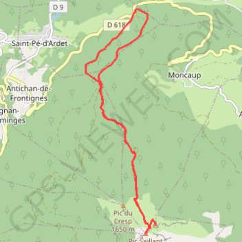 Col des ares - Pic du Gar GPS track, route, trail