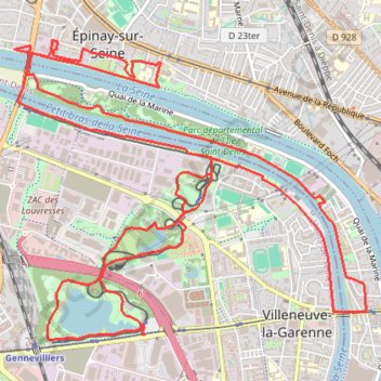 Parc des Chanteraines - Parc de L'Ile Saint Denis GPS track, route, trail