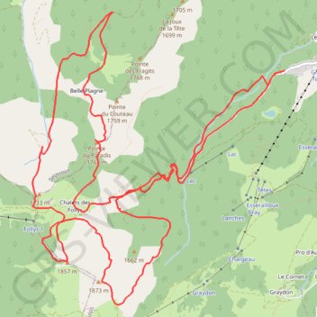 Les Raies des Follys GPS track, route, trail