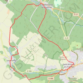 Saint Arnoult en Yvelines ouest boucle Clairefontaine GPS track, route, trail