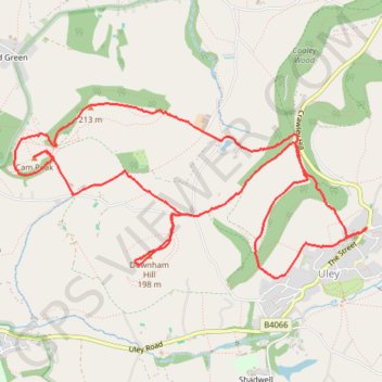 Walk through Uley, Cam Peak, and Downham Hill GPS track, route, trail
