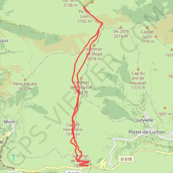 Pic du Lion depuis le Col de Peyresourde GPS track, route, trail