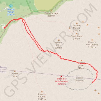Piton de la Fournaise cratère Dolomieu - La Réunion GPS track, route, trail