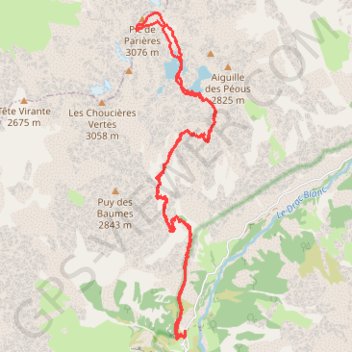 Lacs de Crupillouse - Col de Parières GPS track, route, trail