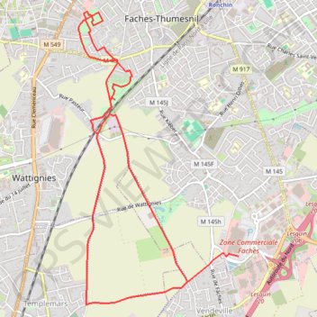Les « Périseaux » et parcs urbains à Faches-Thumesnil GPS track, route, trail