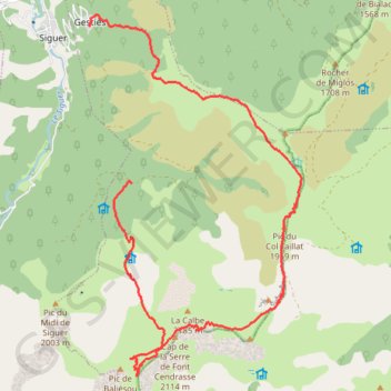 Pics de La Calbe et Baljésou depuis Gestiès GPS track, route, trail
