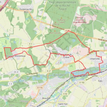 Egly Bruyère-le-Châtel Courson GPS track, route, trail