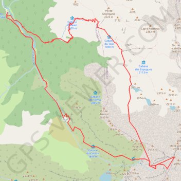 Mont Valier depuis le pla de la Lau GPS track, route, trail