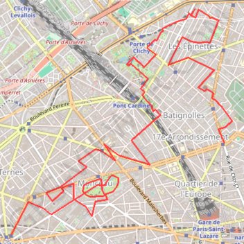 Paris - des Batignolles à la plaine Monceau GPS track, route, trail