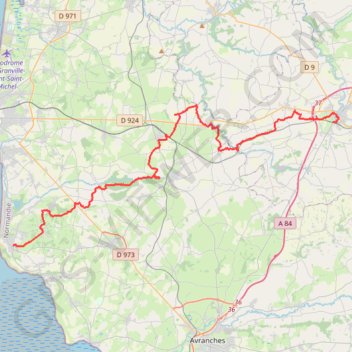Les belvédères du Mont-Saint-Michel : de Villedieu-les-Poêles à Carolles GPS track, route, trail