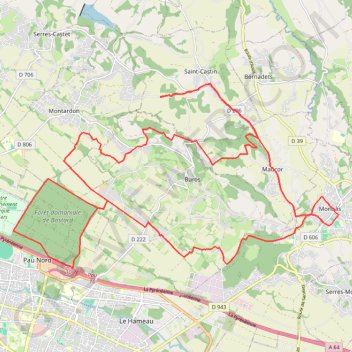 Saint-Castin - Morlaas - Bois de Pau GPS track, route, trail