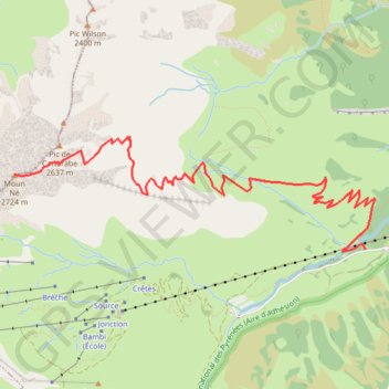 Le Pic de Monné de Cauterets GPS track, route, trail